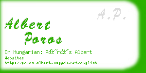 albert poros business card